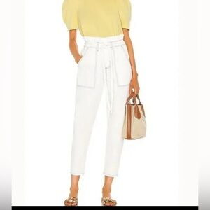 Something Navy White High Waisted Harlow Paper bag Ankle Pants Size 6